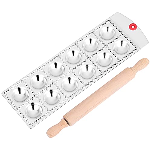 Ravioli Maker  Ravioli molds Tool12 Hole Round Mold Italian Pasta Italian Tray Kit With Rolling Pin (Round shape)1