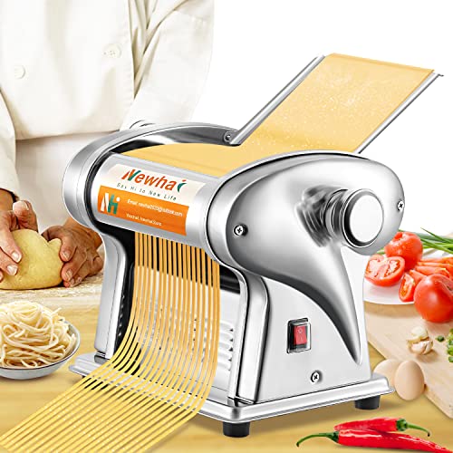 Newhai Electric Family Pasta Maker Machine Noodle Maker Pasta Dough Spaghetti Roller Pressing Machine Stainless Steel 135W for Home Use (25mm round noodle)