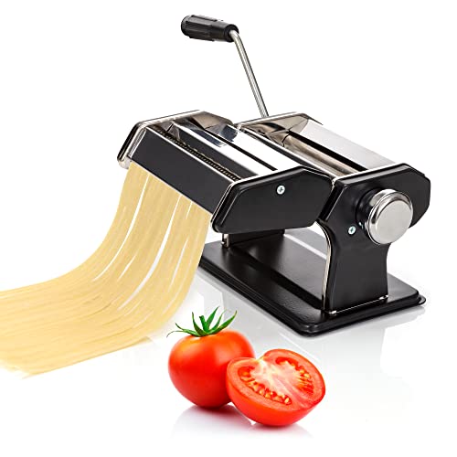 Pasta Maker Machine  Manual Noodle Extruder  Dough Press Roller  Cutter with 9 Adjustable Thickness Settings  Durable Stainless Steel Machine Needs No Other Tools for Fresh Homemade Noodles