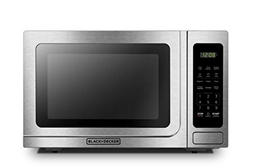 BLACKDECKER EM036AB14 Digital Microwave Oven with Turntable PushButton Door Child Safety Lock Stainless Steel 14 Cuft