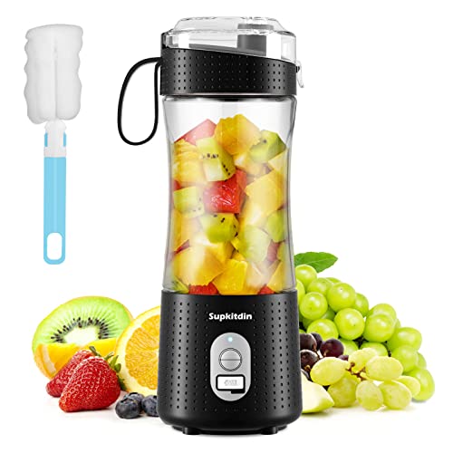 Portable Blender USB Rechargeable Personal Size Blender for Shakes and Smoothies Mini Smoothie Blender with 6 Ultrasharp Blades 135Oz  Cleansing Brush for Travel Office and Outdoors