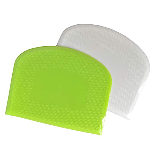 Bowl Spatula  Bench ScraperFlexible Plastic Multipurpose Kitchen Pastry Cutter ToolFood Scrappers for Bread Dough Baking Cake Fondant IcingSet of 2 Pieces  WhiteGreen