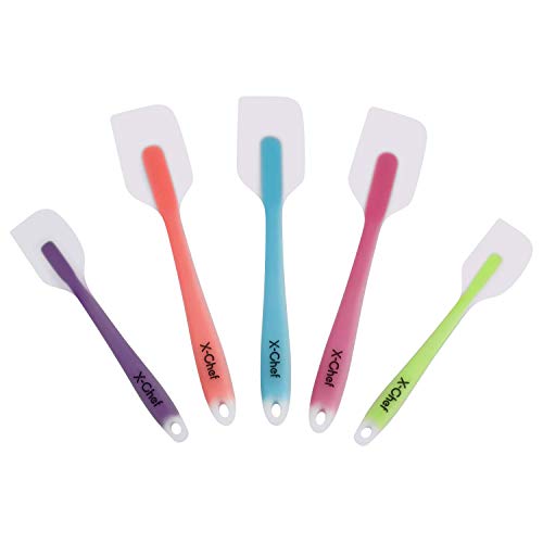 XChef Silicone Spatulas Heat Resistant Rubber Spatulas for Nonstick Cooking Baking 5 Silicone Scrapers with Stainless Steel Core 3 Large and 2 Small 446°F