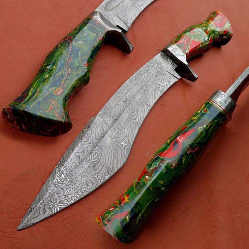Damascus Steel Custom Handmade 15 Resin Handle Hunting Damascus Bowie Knife