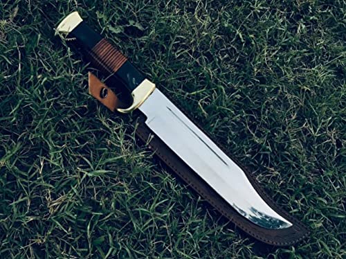 Handmade J2 Steel Hunting Bowie Knife with Bull Horn Handle With Leather Sheath