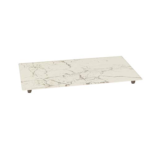 20 38 Tempered Glass Stove Burner Cover  Cutting Board by Trademark Innovations (White Marble Look)