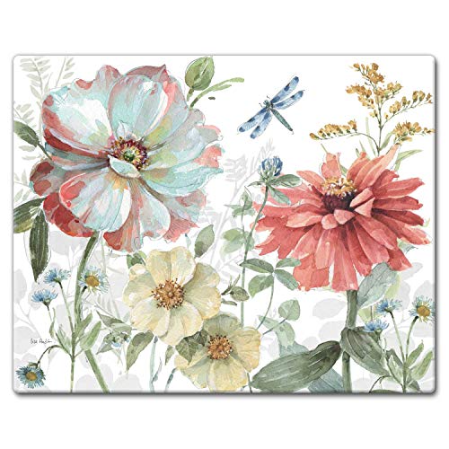 CounterArt Spring Meadow Decorative 3mm Heat Tolerant Tempered Glass Cutting Board 15 x 12 Made in the USA Dishwasher Safe
