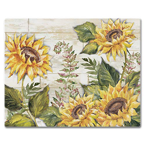 CounterArt Sunflowers Decorative 3mm Heat Tolerant Tempered Glass Cutting Board 15 x 12 Made in the USA Dishwasher Safe