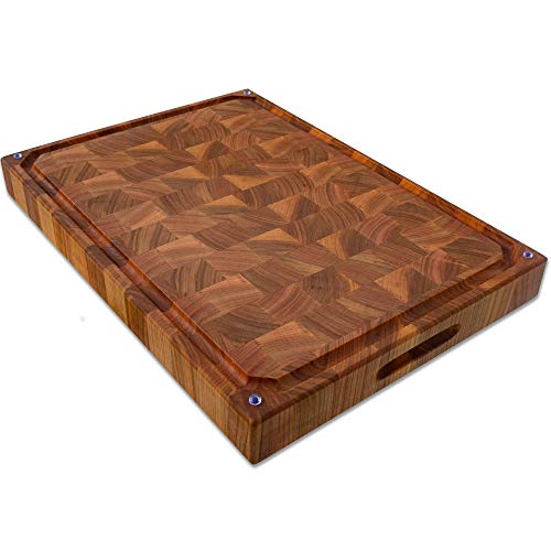 Large Wood cutting boards for kitchen Wooden butcher block Cutting board Pure cherry End grain cutting boards with juice groove Heavy duty hardwood chopping bloks (20×14×2 juice groove)