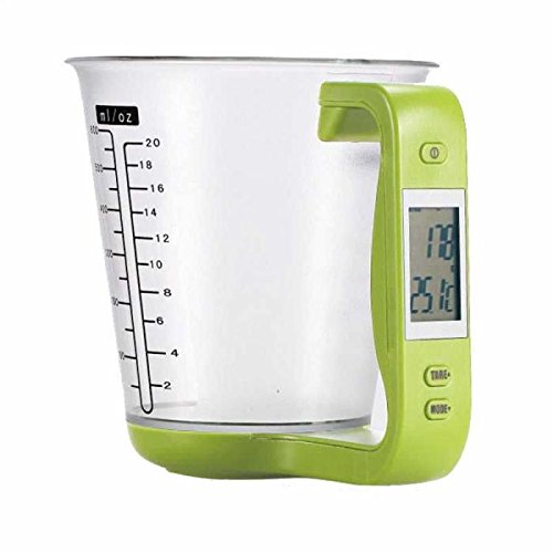 1Pcs Digital Kitchen Electronic Measuring Cup Scale Household Jug Scales with LCD Display Temp Measurement 16x125x135cm (Green)
