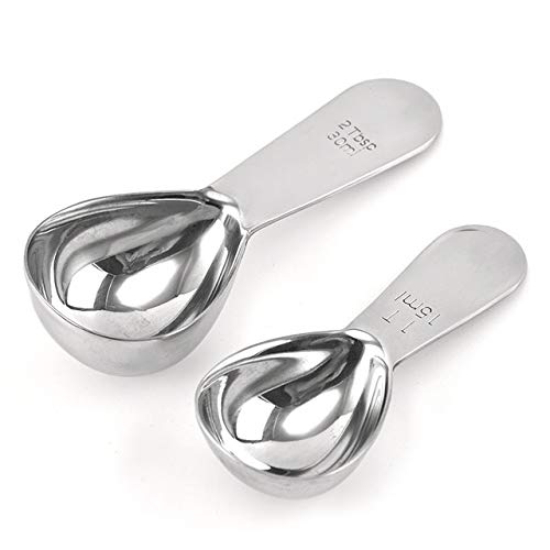 2 Pack SHENGQIDZ Stainless Steel Measuring Coffee Scoop 21 tablespoon Short Handle Tablespoon Measuring Spoons for Coffee Tea Sugar (15 ml  30 ml)