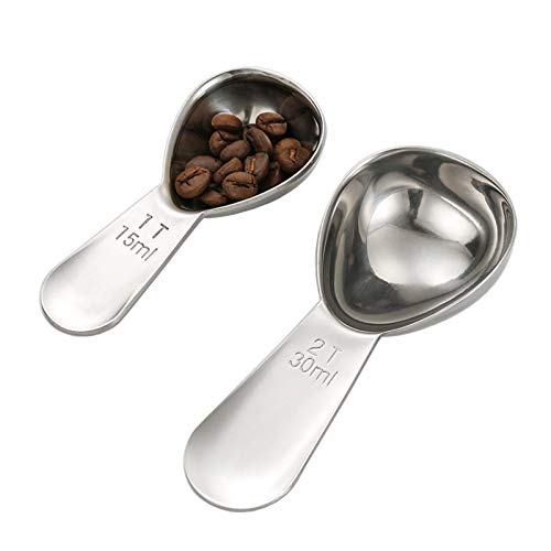 Coffee Scoop Pack of 2 Stainless Steel Coffee Scoop (15ML and 30ML) Exact Measuring Spoon for Coffee Flour Sugar