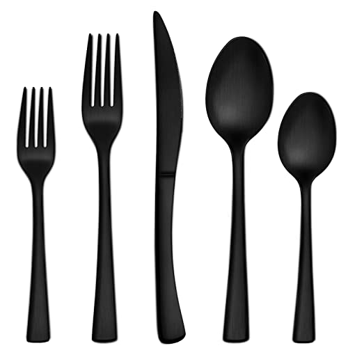 Bestdin 20Piece Matte Black Silverware Set Premium Stainless Steel Flatware Cutlery Set for 4 Spoons and Forks Set Includes KnifeForkSpoon Dishwasher Safe