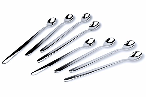 CRUX Long Handled Iced Tea Ice Cream Espresso Bar Spoon Set of 8 1810 Stainless Steel By Bruntmor