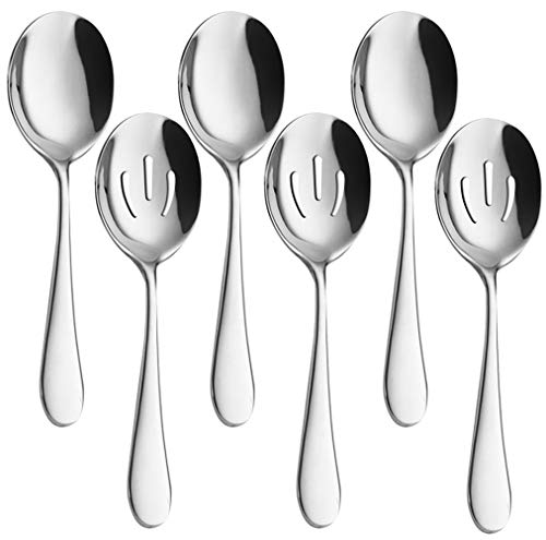 Serving Spoons x 3 Slotted Spoons x 3 AOOSY 87 inches Utility Advanced Performance Skimmer Perforated 8 34 Stainless Steel Serving Spoons Set for Buffet Can Banquet Cooking Kitchen Basics