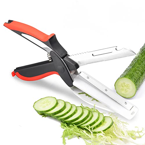 Food Cutter Choppers Smart Meat Scissors Kitchen ShearsQuick Vegetable Slicer with Cutting Board Knife Kitchen Must Haves Chopping Scissors for Kitchen