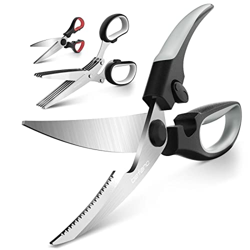 Befano 3 Pack Kitchen Shears Heavy Duty Kitchen Scissors Poultry Shears and Herb Scissors Sharp Stainless Steel Scissors for Multipurpose Ideal for Chicken Poultry Fish Meat Herbs