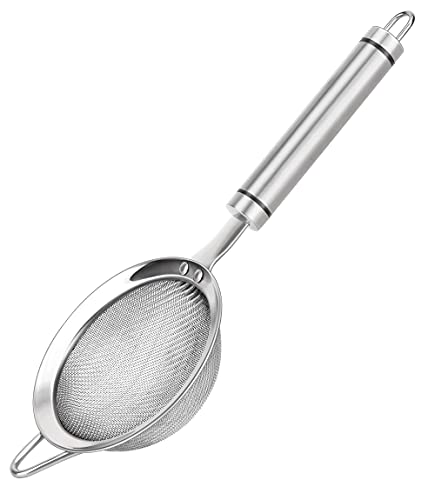 SUNWUKIN 304 Stainless Steel Fine Mesh Strainers for Kitchen ColanderSkimmer with Handle Sieve Sifters for Food Tea Rice Oil Noodles Fruits Vegetable