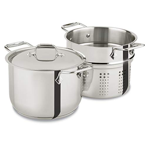 AllClad E414S6 Stainless Steel Pasta Pot and Insert Cookware 6Quart Silver 