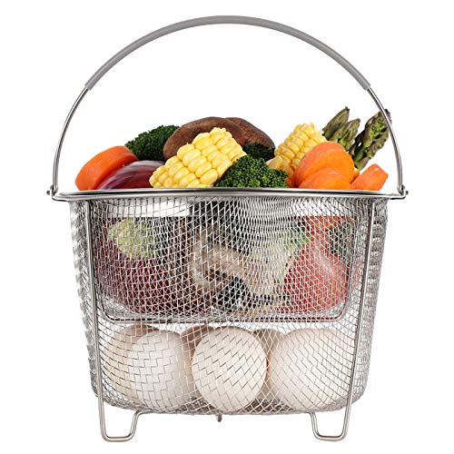 Aozita Steamer Basket for Instant Pot Accessories 6 qt or 8 quart  2 Tier Stackable 188 Stainless Steel Mesh Strainer Basket  Silicone Handle  Vegetable Steamer Insert Egg Basket Pasta Strainer
