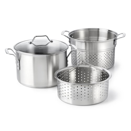 Calphalon Classic Stainless Steel 8 quart Stock Pot with Steamer and Pasta Insert