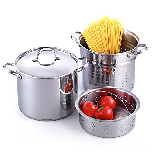 Cooks Standard  2568 Cooks Standard Classic 4Piece 12 Quart Pasta Pot Cooker Steamer Multipots Stainless Steel