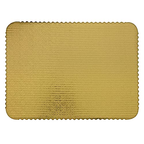 OCreme GoldTop Scalloped Rectangular Cake and Pastry Board 332 Inch Thick 17 Inch x 25 Inch (FullSheet Size)  Pack of 10