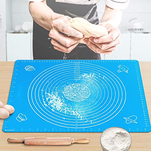 Pastry Mat for Rolling Dough Large Silicone Pastry Kneading Mat Board with Measurements Food Grade Nonstick Nonslip Rolling Board for Dough (20x16 inch)