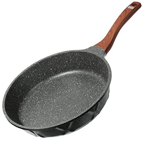 UMETRE Frying Pan Nonstick SkilletGranite Coating Fry Pan Cast Aluminum Induction Egg Pan Omelet Pan Cookware PFOA Free8 InchWithout Lid Gray