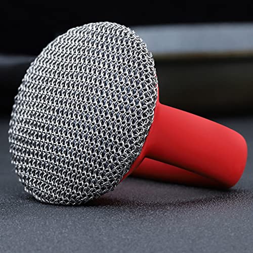 Cast Iron Scrubber 316 Stainless Steel Cast Iron Scrubber with Handle Steel Wool Scrubber Round Chainmail Scrubber Brush to Clean Cookware Frying Pans Bakeware Grills