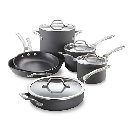 Calphalon 10Piece Pots and Pans Set Nonstick Kitchen Cookware with StayCool Stainless Steel Handles Dishwasher and Metal Utensil Safe PFOAFree Black