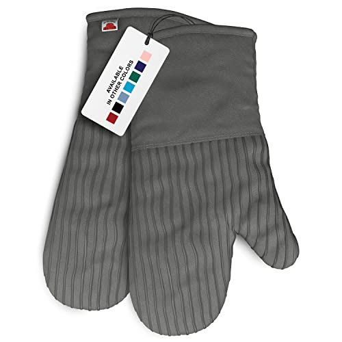 Big Red House HeatResistant Oven Mitts  Set of 2 Silicone Kitchen Oven Mitt Gloves Grey