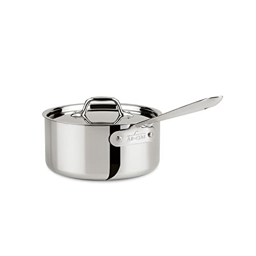 AllClad  8701004398 AllClad 4203 Stainless Steel TriPly Bonded Dishwasher Safe Sauce Pan with Lid  Cookware 3Quart Silver 