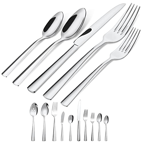 45Piece Silverware Flatware Cutlery Set in Ergonomic Design Size and Weight Durable Stainless Steel Tableware Service for 8 Dishwasher Safe