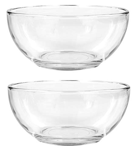 Clear Glass Bowls 6 in for Kitchen Prep Dessert Dips Soups Salads Cereal and Candy Dishes or Nut Bowls (2)