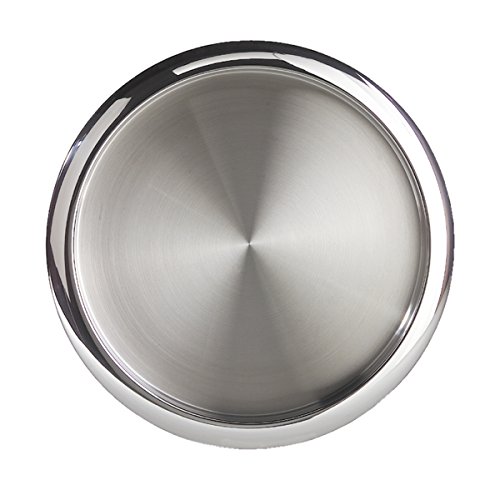 Oggi Round Tray Steel 14  Ideal Coffee Table Tray Decorative Tray Tea Tray and Bar Serving Tray Stainless Steel (7063)