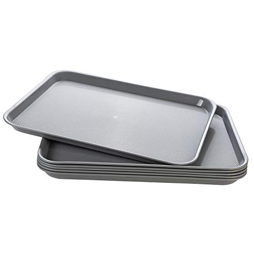 Eslite Rectangular Plastic Serving TraysFast Food Serving Cafeteria Trays17X13Set of 6 (Grey)