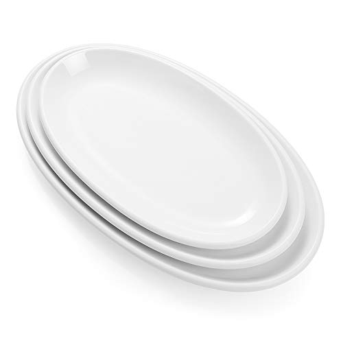 Sweese 742101 Oval Serving Platters White Porcelain Serving Platters for Party Large Oval Serving Trays Serving Plates for Fish Dish Steak Restaurant Dessert Shop Set of 3 12514155 Inches