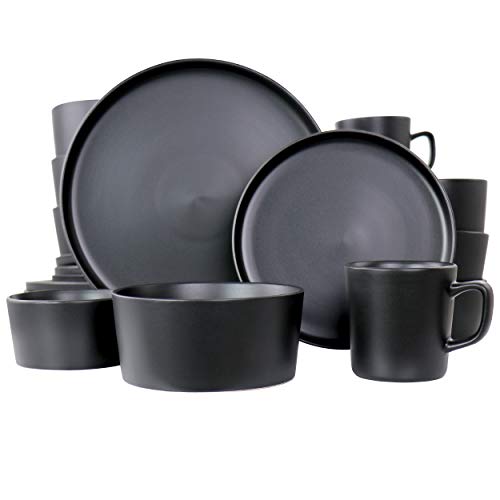 Elama Luxmatte Contemporary Dinnerware Set 20 Piece Black