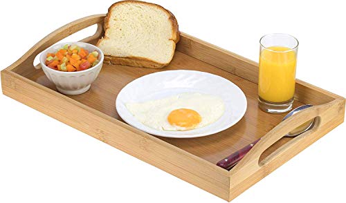 Serving tray bamboo  wooden tray with handles  Great for dinner trays tea tray bar tray breakfast Tray or any food tray  good for parties or bed tray