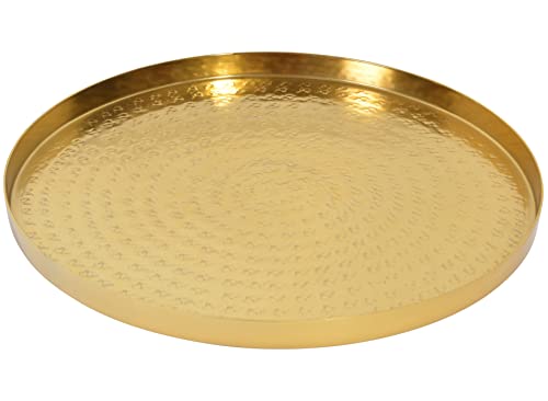 Walbrook Round Gold Tray 13  Gold Serving Tray Luxury Decorative Tray Coffee Table Tray Gold Decor Jewelry Tray Ottoman Tray Gold Perfume Tray Round Tray Vanity Tray Bar Tray Drink Tray