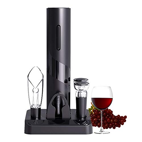 COKUNST Electric Wine Opener Set Battery Operated Wine Bottle Corkscrew Opener with Foil Cutter Wine Aerator Pourer Vacuum Stoppers Reusable Wine Bottle Openers with Accessories for Kitchen Party