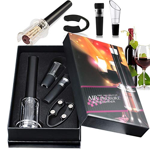 Wine Opener SetV·RESOURCING Wine Accessory Tool KitAir Pressure Bottle Opener with Wine PourerFoil Cutter and Vacuum Stopper (Gift Box)