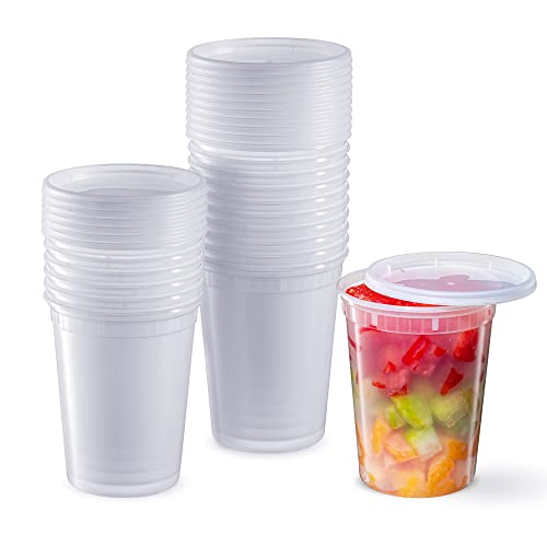 32 oz Plastic Deli Food Storage Containers with Airtight Lids 24 Sets