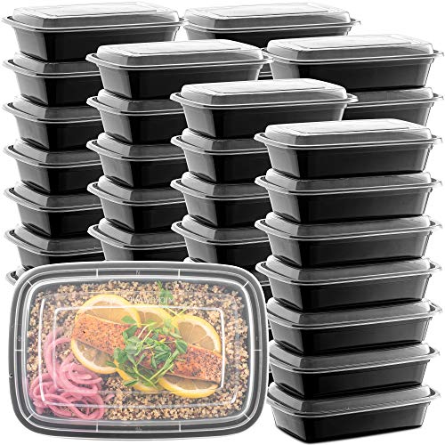 50Pack Meal Prep Plastic Microwavable Food Containers For Meal Prepping With Lids 28 oz 1 Compartment Black Rectangular Reusable Storage Lunch Boxes BPAFree Food Grade Freezer  Dishwasher Safe