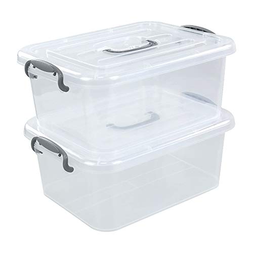 Kekow 2Pack Clear Storage Latch Box Plastic Containers with Lids 8 L