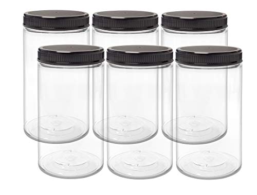 ljdeals 32 oz Clear Plastic Jars with Lids Storage Containers Wide Mouth PET Mason Jars Pack of 6 BPA Free Food Safe Made in USA