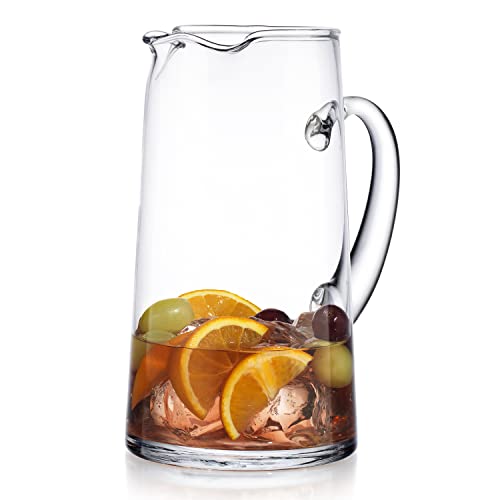 Glass Water Pitcher with Spout  Elegant Serving Carafe for Water Juice Sangria Lemonade and Cocktails  CrystalClear Glass Beverage Pitcher (31259)