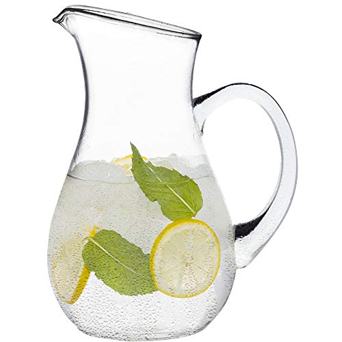 Glass Water Pitcher with Spout  Elegant Serving Carafe for Water Juice Sangria Lemonade and Cocktails  CrystalClear Glass Beverage Pitcher (7592)