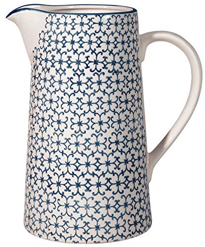 Bloomingville Ceramic Pitcher with Handle Kristina  Jug for Water Juice Milk Dia 525 H 875 cm Blue Stoneware Content 70 fl oz